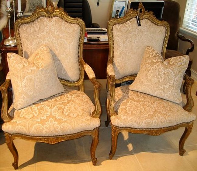 Carved gilt wood 19th century French chairs