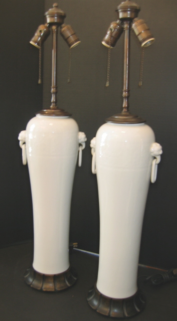 CHINESE BLANC DE CHINE LAMPS-1920s