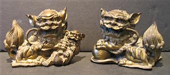 ANTIQUE CHINESE BRONZE FOO DOGS