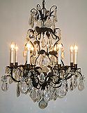 Wrought iron Rock Crystal chandelier-circa 1920s