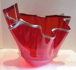 Rollin Karg Signed Art Glass Handkerchief Vase - Huge 17