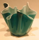 Green Cased Signed Venini Handkerchief Vase